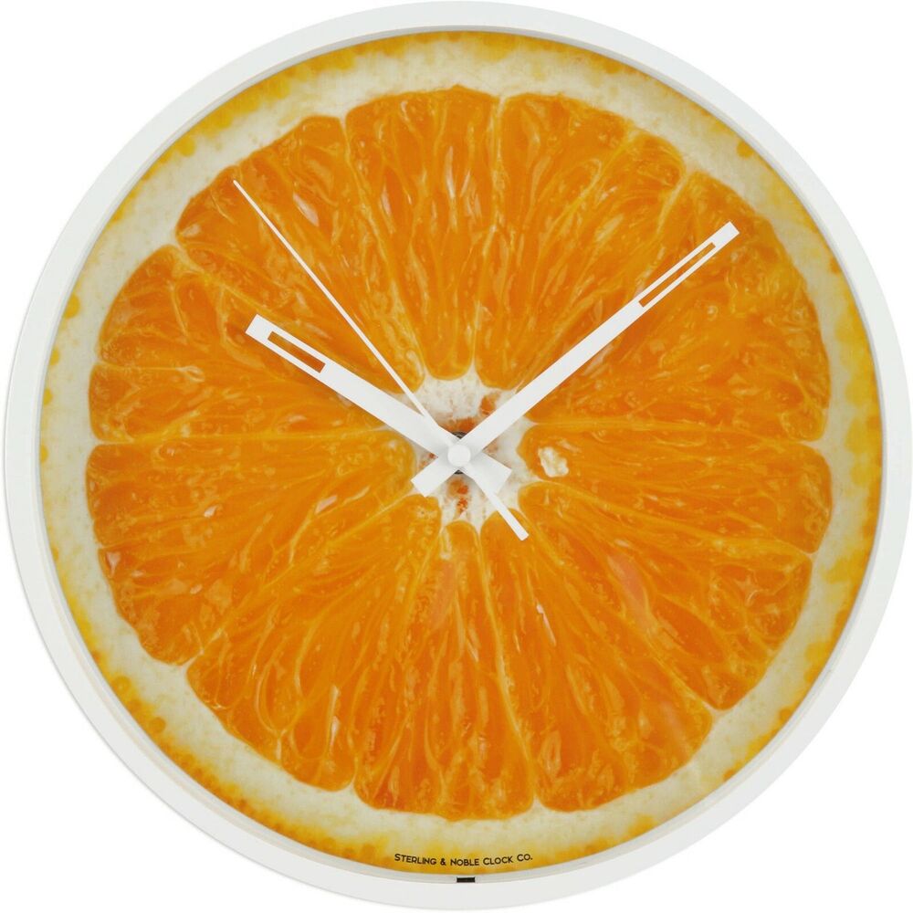 Plastic Wall Clock, approx. 11.5", white rim, ORANGE, MS